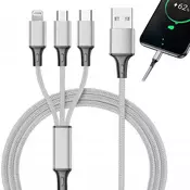 3v1 USB kabel za telefon Lightning kabel iPhone Micro USB 120cm