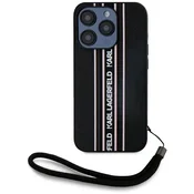 1 to 3 Ovitek Karl Lagerfeld Za Iphone 15 Pro Saffiano Z Majhnim Vzorcem Črtasta Vrvica