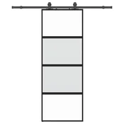 vidaXL vidaXL Drsna vrata z opremo črna 76x205 cm kaljeno steklo, (21749509)