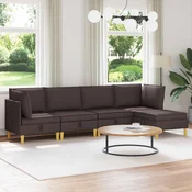 Vidaxl Modularni kavč s shranjevanjem 5 pcs Temno rjava Blago