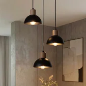 EMIBIG LIGHTING Seco viseča svetilka, O 30 cm, črna, kovina/les, 3-svetlobna. - Dnevna soba/jedilnica - črna, svetel les