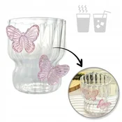 shumee ECARLA kozarec z valovitimi stenami BUTTERFLY Pink 260ml SZK161