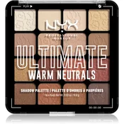 NYX Professional Makeup Ultimate Shadow Palette senčila za oči odtenek Warm Neutrals 16 kos
