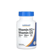 Nutricost – Vitamin K2 (MK7) 100 mcg + Vitamin D3 5000 IU, 120 mehkih kapsul