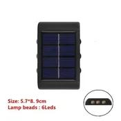 KJB Solarna stenska svetilka gor/dol, 6 LED, topla bela svetloba, 1 kos