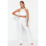Trendyol Ecru Knitted Lace Blouse and Pants Suit