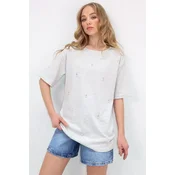 Trend Alacati Stili Ženska majica Alc-X11964, Okrugli izrez, Svetlosiva