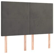 Vidaxl Vzglavje postelje temno sivo 144x5x118/128 cm žamet