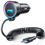 Dardanar Hitri avtomobilski polnilnik 3 v 1 s kablom USB Type-C 1,5 m 55 W črn, (21198820)