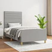 Vidaxl Posteljni okvir brez vzmetnice svetlo siv 100x200 cm blago