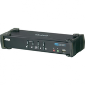 ATEN KVM preklop, 4 vhodi za naprave USB in DVI grafike, avdio in vgrajena USB postaja
