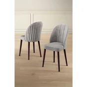 Hanah Home set trpezarijskih stolica Mara 8 kom, siva tkanina Babyface, braon metalne noge