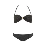 Emporio Armani za ženske. EW000588_AF12205 Črni bikini bandeau s potiskom lureksa in oblazinjenjem (M), Črna, Oblačila za pla