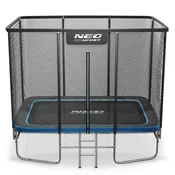 Pravokotna vrtna trampoline 10x7 ft/305x213 cm z zunanjim varnostnim mrežnim ogrodjem in lestvijo Neo-Sport