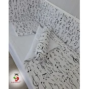 Bubamara037 Set posteljine za krevetac sa ravnom ogradicom Note, Beli