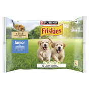 Friskies Junior mokra hrana za pse v želeju – piščanec in grah 12 x (4 x 85 g)