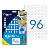 Okrogle etikete 15 mm Agipa A5 modre