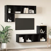 Set TV komoda Zidne 4 pcs Crni hrast Konstruirano drvo