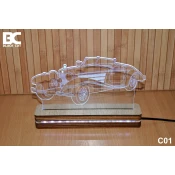 Black Cut 3D Lampa Zelena