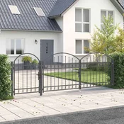vidaXL vidaXL Ograjna vrata z ukrivljenim vrhom Assen Siva 4 x 1,25 m Jeklo, (5000300976)