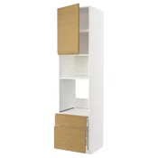 METOD/MAXIMERA Visoka omara za vgrad gspd aparate, bela/Voxtorp imitacija hrasta, 60x60x240 cm