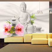 Samoljepljiva foto tapeta - Buddha and two orchids 147x105