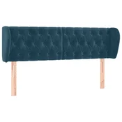 Vidaxl Vzglavje z ušesi temno modro 163x23x78/88 cm žamet