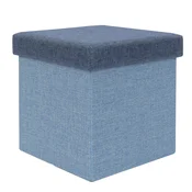 MHOME Zložljiv tabure s pokrovom 33x33xh33cm/moder/poliester, mdf, (5000199751)
