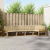 Set vanjskih sofa s jastukom 5 pcs Bijela i bež