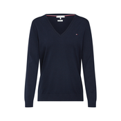 TOMMY HILFIGER Pulover HERITAGE V-NK SWEATER, modra