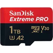 SanDisk Extreme PRO microSDXC 1TB + SD Adapter + 2 leti RescuePRO Deluxe 200MB/s branje/ 140MB/s zapisovanje A2 C10 V30 UHS-I U3