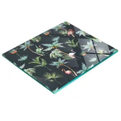 shumee Steklena dekorativna servirna deska za prigrizke Retro Flamingosi 60x52 cm