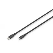 Digitus AK-600110-005-S kabel Lightning 0,5 m Črna
