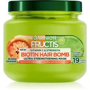 Krepilna maska za šibke lase Fructis Vitamin C & Strength Biotin Hair Bomb (Ultra Strengthening Mask) 320 ml