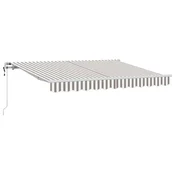 Vidaxl Retraktilna tenda Svetlo siva in bela. 4 x 2 m blago