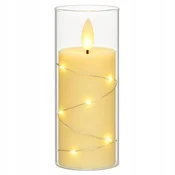 LED SVEČA DEKORATIVNA SVEČA Z UČINKOM PLAMENA VLOŽEK ZA BATERIJE 12,5 cm 18 LED
