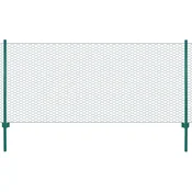 Vidaxl Žična mrežna ograja s stebrički jeklo 25x0,5 m zelena