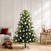 Umjetno božično drevo z okrasnimi kroglami 120 cm 150 LED