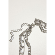 Necklace with layered chain - silver colors