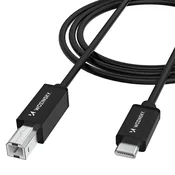 WOZINSKY Kabel za tiskalnik in skener USB-B – USB-C, 1 m – črn