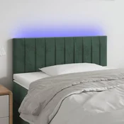 Vidaxl vidaXL Vzglavje postelje z LED diodo temno zeleno 90x5x78/88 cm žametno