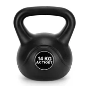 springos Kettlebell za vadbo, 14 kg utež, kettlebell za treniranje ABS, črna žoga, (5000136411)
