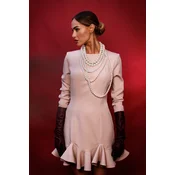 Made Of Emotion Womans Mini dress with ruffles at the hem - beige