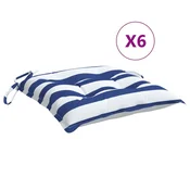Vidaxl Blazina za stol 6 kosov modro bele črte 50x50x7 cm oxford