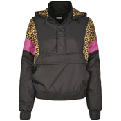 Urban Classics Curvy Prehodna jakna Ladies AOP Mixed Pull Over Jacket, črna