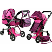 2in1 Doll Bogie and Stroller Alice – Pink and with DotsGO – Kart na akumulator – (B-Stock) crveni