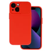 Onasi Lens Cover silikonski ovitek zaščita za iPhone 15 Pro - rdeč