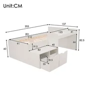 SONNENH Otroška postelja, 90 x 200 cm, masivni les/MDF, bela, 205 x 137 x 82.5 cm, predali za shranjevanje, za spalnico