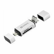 Sandberg čitalec kartic USB-C, USB-A, micro-USB