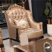 Casa Padrino luxury baroque living room armchair gold/black/gray/gold - Handmade baroque style armchair - Luxury living room furniture in baroque style - Baroque furniture